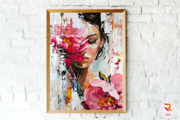 Abstract Woman with Flowers Wall Art for Graphic Design Projects