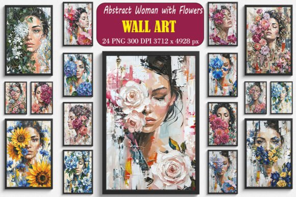 Abstract Woman with Flowers Wall Arts Review
