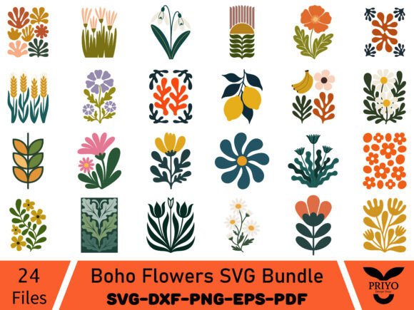 Boho Flowers SVG Bundle for Creative Design Projects