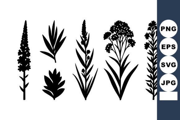 Botanical Silhouette Plant Leaves Graphics for Crafts