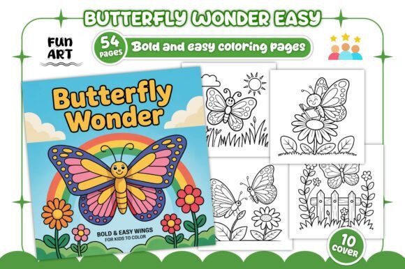 Butterfly Wonder Easy Coloring Book Graphics for Local Branding