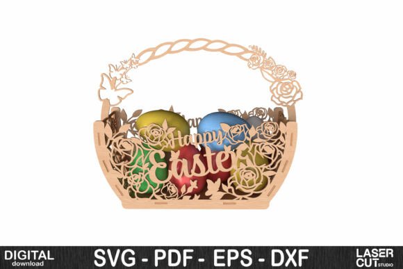 Easter Egg Basket with Roses SVG for Spring Amp Laser Cutting