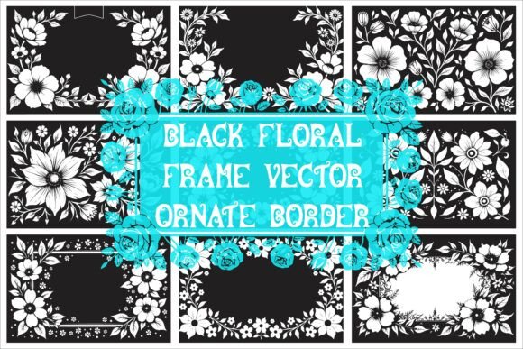Elegant Laser Cut Black and White Floral Graphics for Crafts