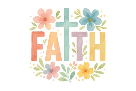Faith Cross Pastel Floral Art for Graphics and Crafts