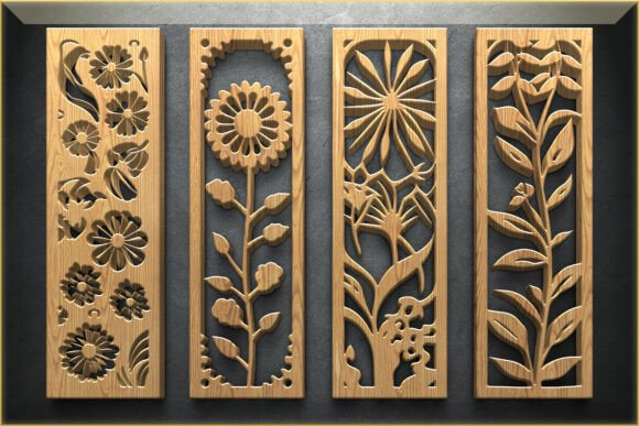 Floral Botanical Cut Panel Set for Crafts and Graphics