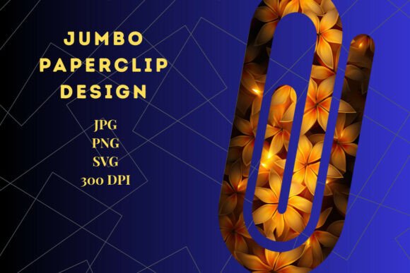 Golden Floral Glow Paperclip B: A Graphic Asset for Crafts and Branding