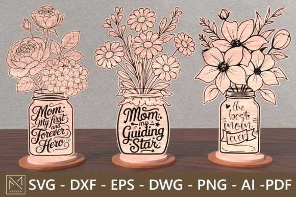 Heartfelt Mom Quote Flower SVG Set for Laser Cutting and Mother’s Day