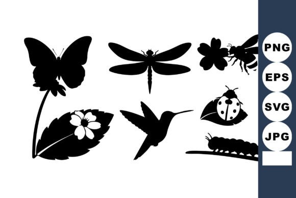 Insect Silhouettes Butterfly Vector Graphics for Crafts