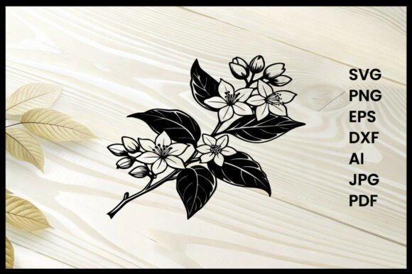Jasmine Flower Silhouette Graphics for Crafts