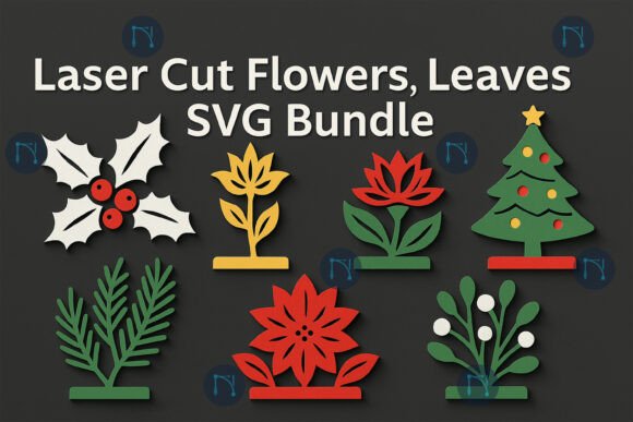 Laser Cut Flowers Leaves SVG Bundle