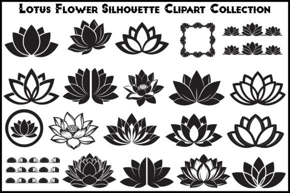 Lotus Flower Silhouette Graphics for Crafts