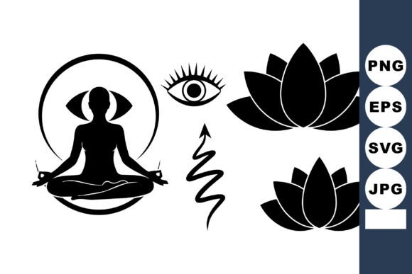 Minimalist Yoga Silhouette Icons Graphics for Crafts