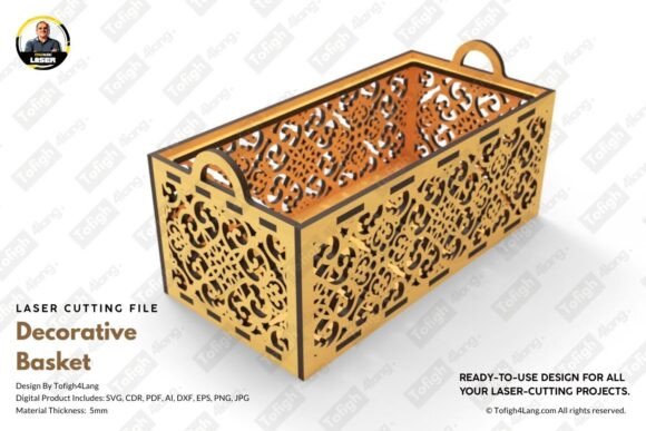 Modern Geometric Decorative Basket for Laser Cutting Boxes