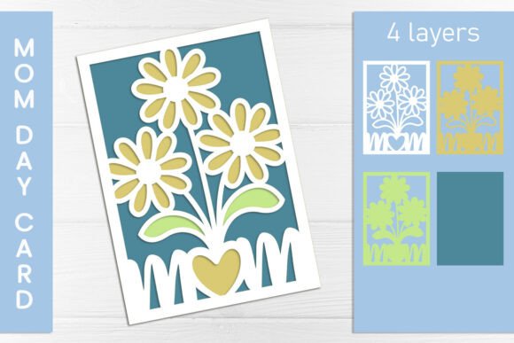 Mothers Day Layered Card, Mom Flowers for Modern Web Design