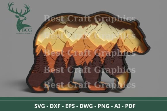Multi-Layer Bear Mandala for Laser Cutting Wall Decor