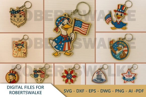 Patriotic Animal Keychain SVG Bundle for Local Branding