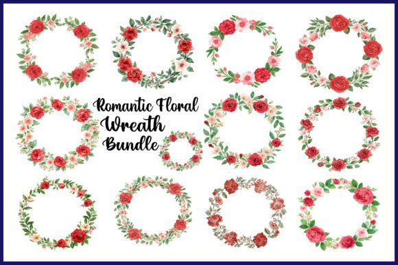 Romantic Floral Wreath Bundle Graphics for Crafts