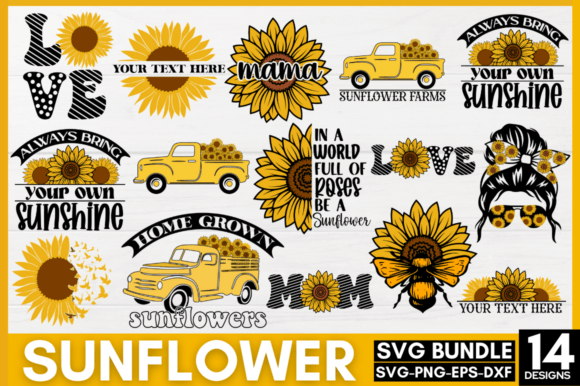 sunflower quotes svg bundle: graphic design for content creators