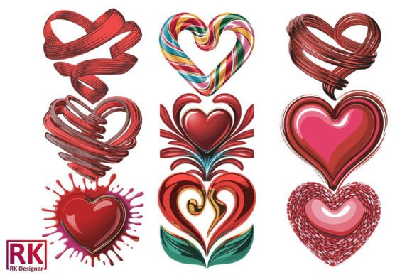 Valentine Day Hearts Clipart SVG Bundle Graphics for Crafts